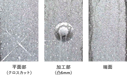 平面部（クロスカット） 加工部（凸6mm）端面
